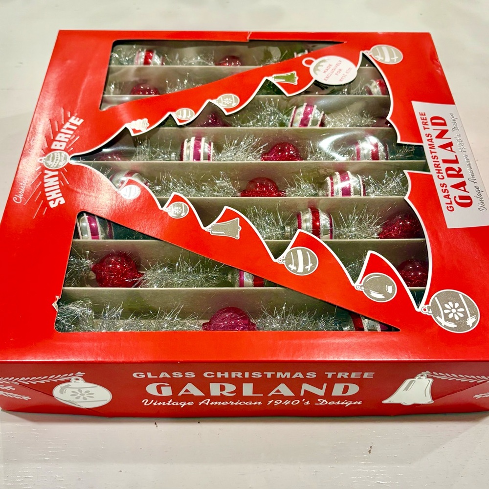 (2 boxes) Christopher Radko Shiny Brite Glass Christmas Tree Garland - Picture 2 of 5